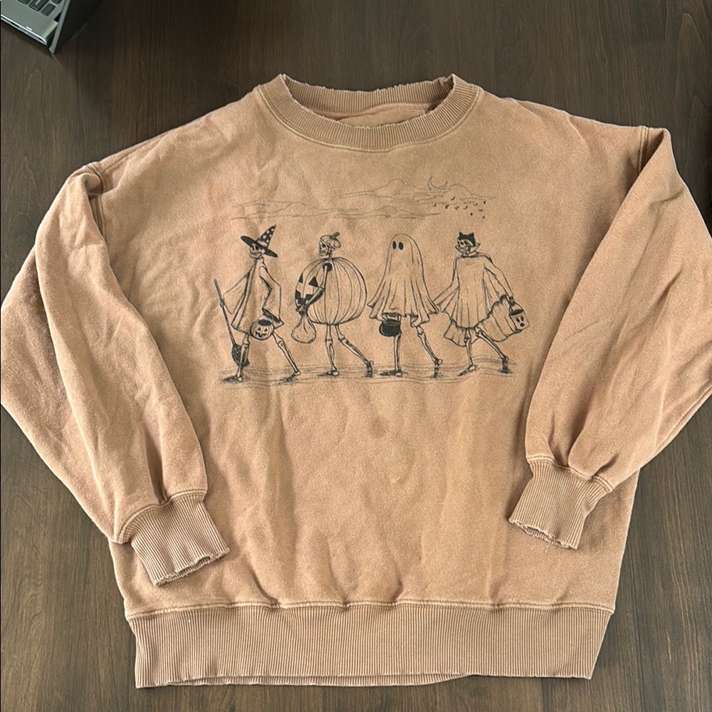 Halloween Graphic Tan Sweater